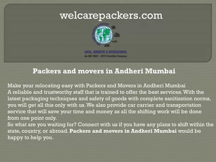 welcarepackers com