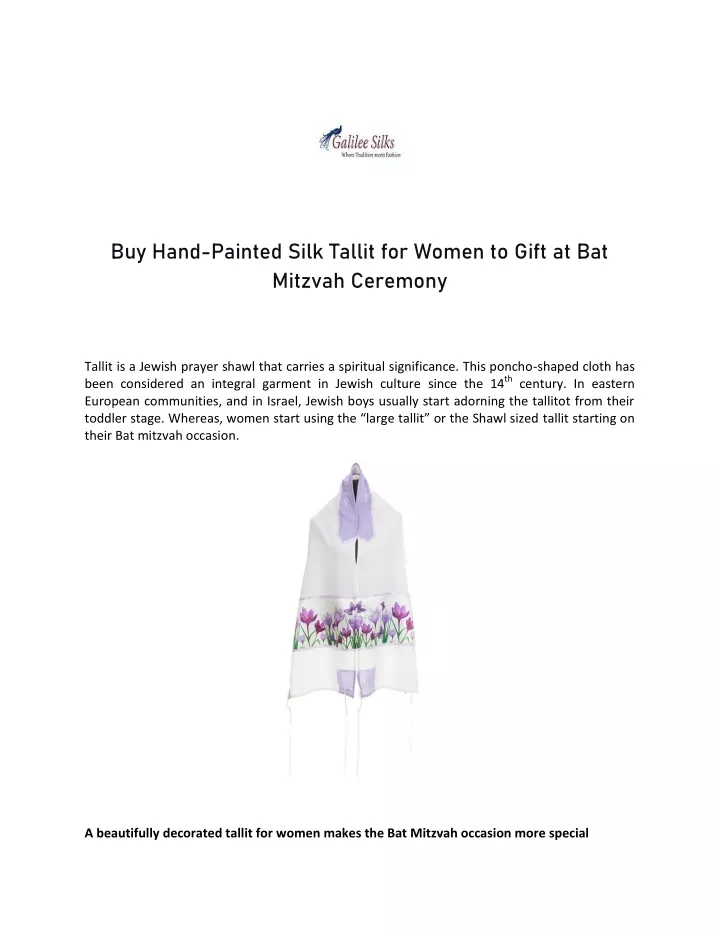 buy hand painted silk tallit for women to gift