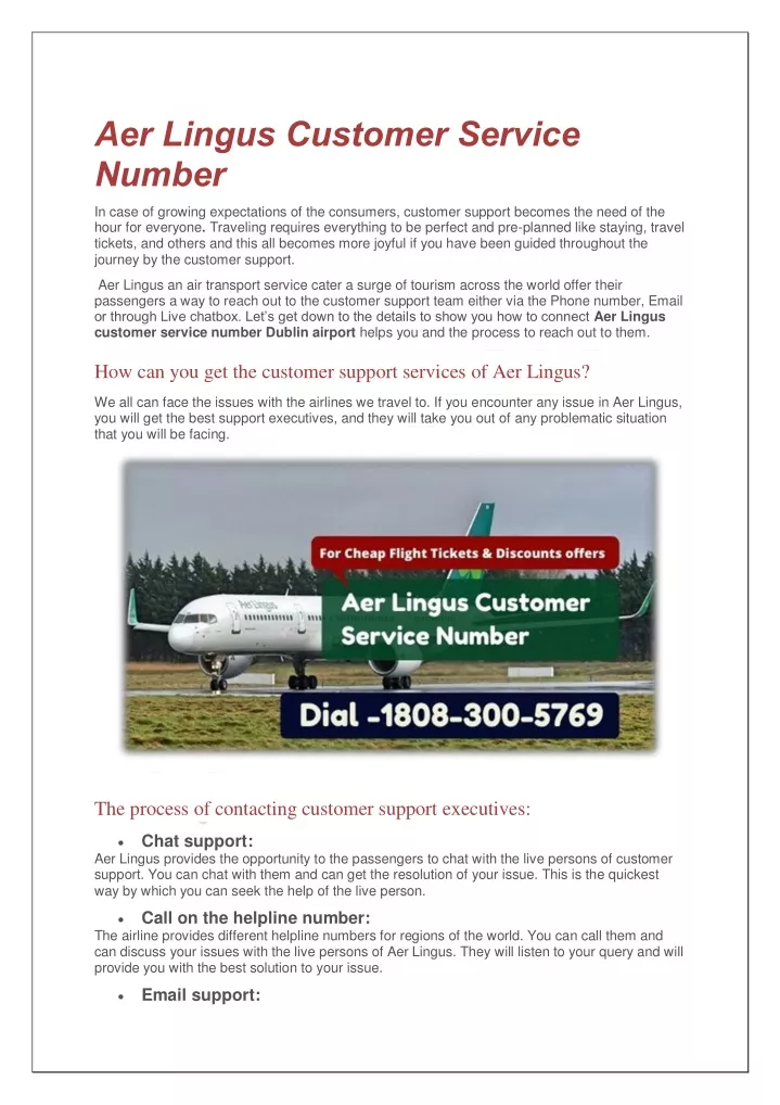 aer lingus customer service number