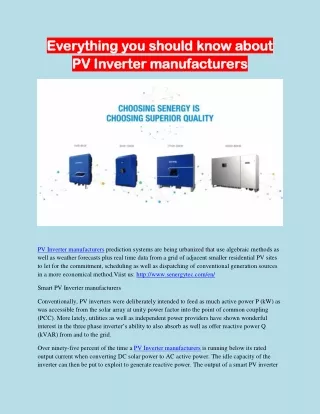Everything you should know about PV Inverter manufacturers