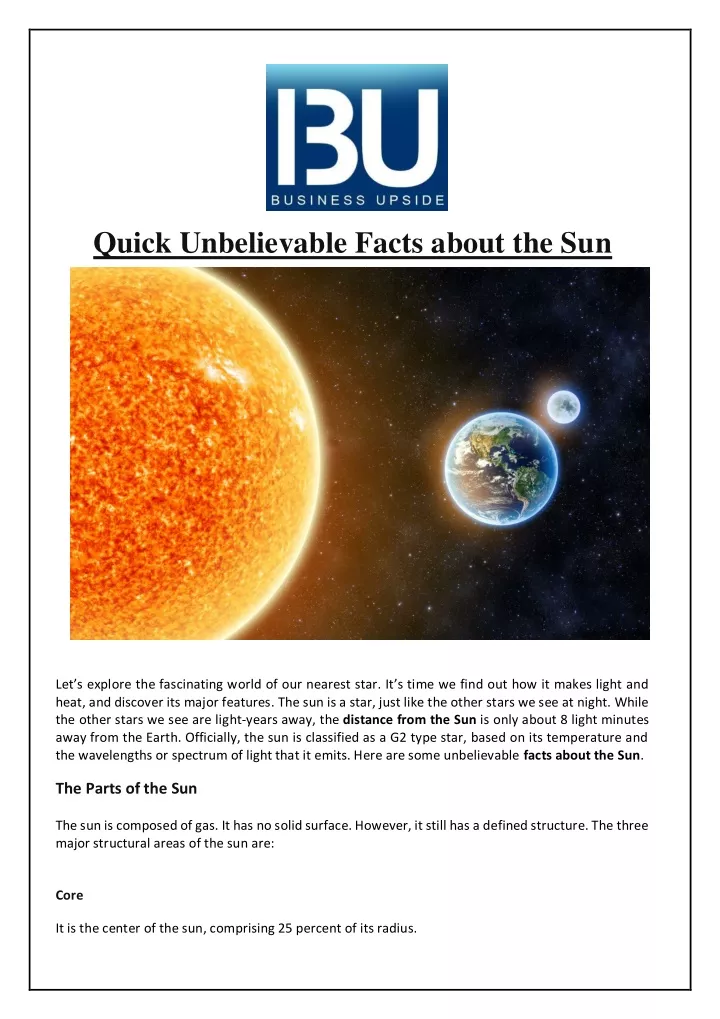 quick unbelievable facts about the sun