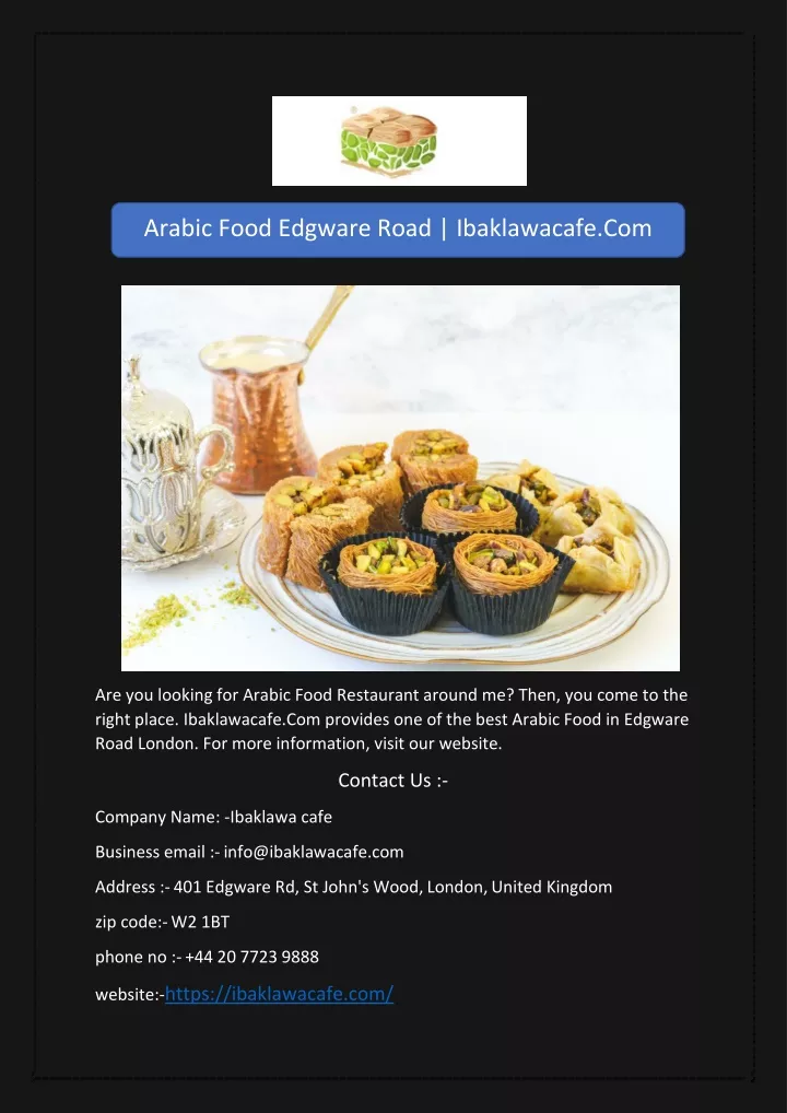 arabic food edgware road ibaklawacafe com