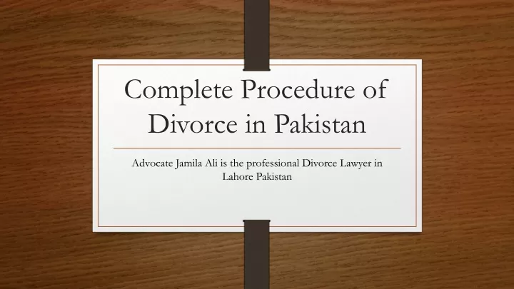 complete procedure of divorce in pakistan