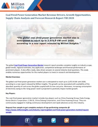 coal fired power generation market revenue