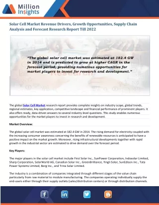 solar cell market revenue drivers growth