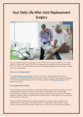 your dai your daily life after joint replacement