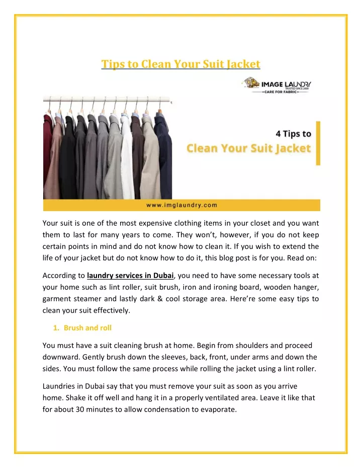 tips to clean your suit jacket