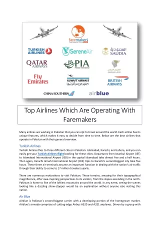 Airlines Operating With Faremakers