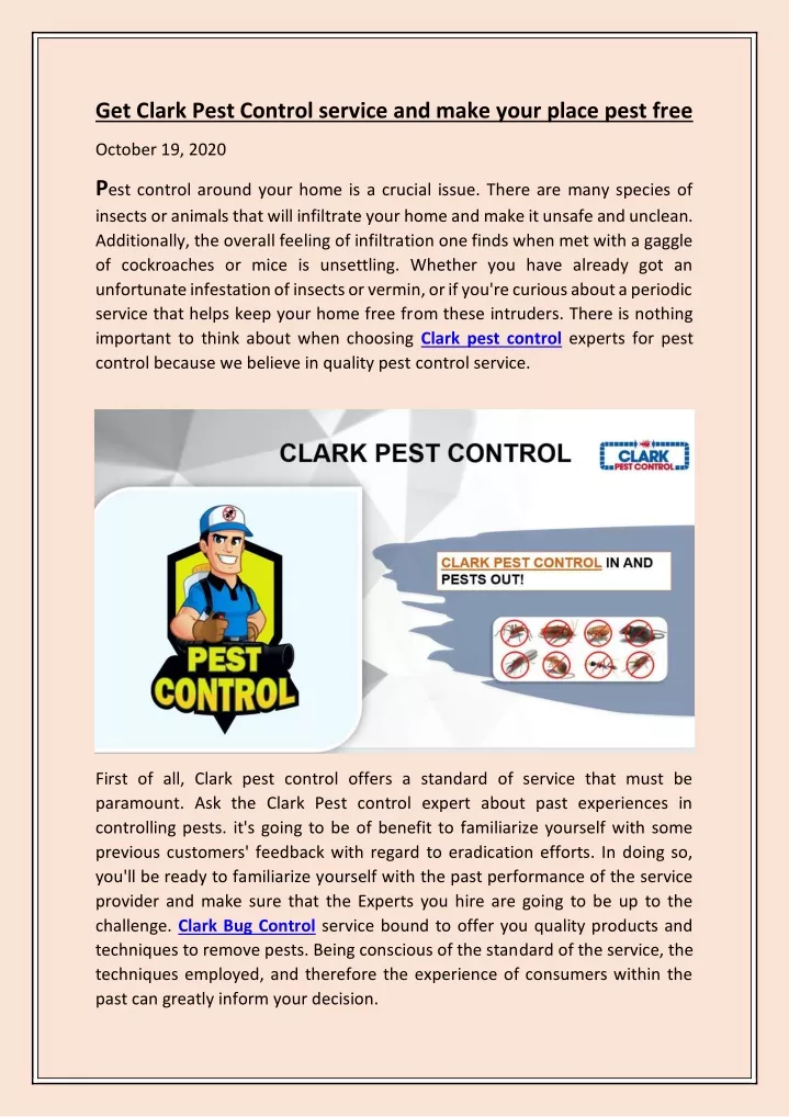 get clark pest control service and make your