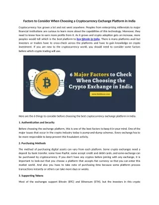 factors to consider when choosing