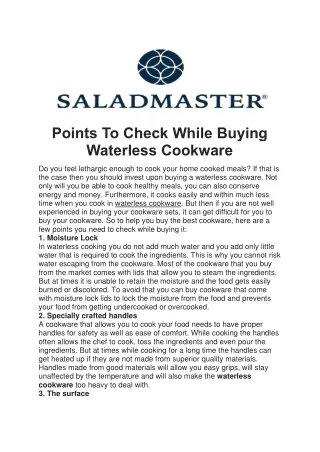 points to check while buying waterless cookware