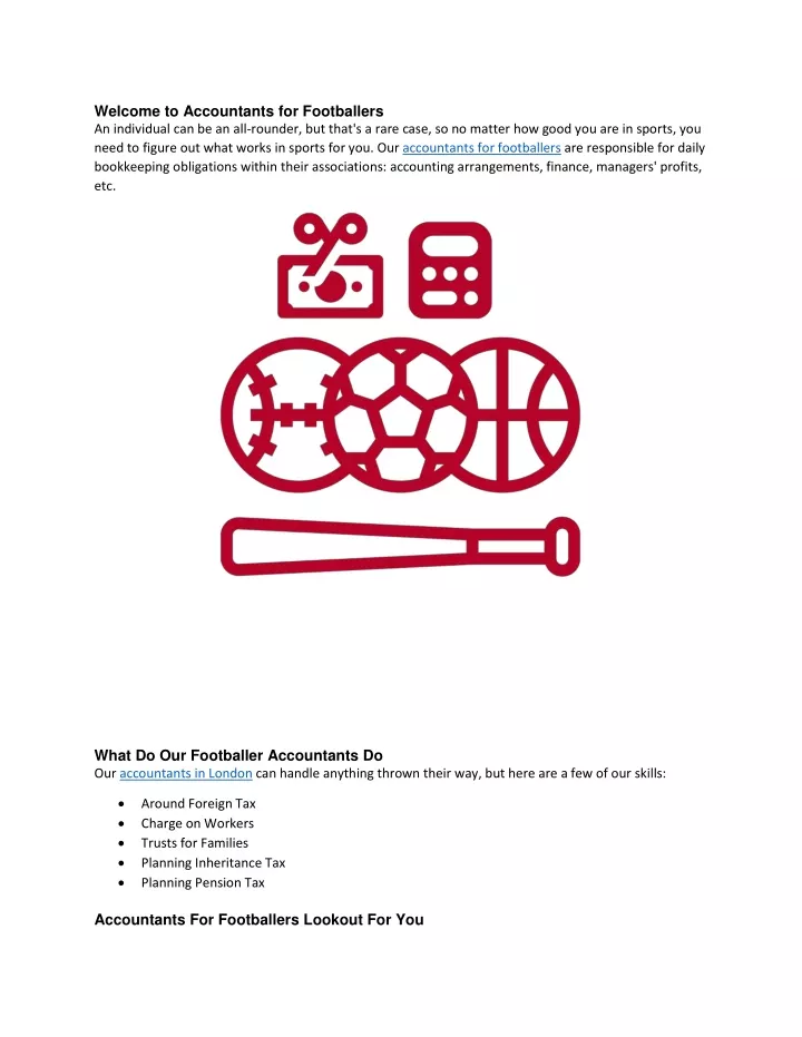 welcome to accountants for footballers