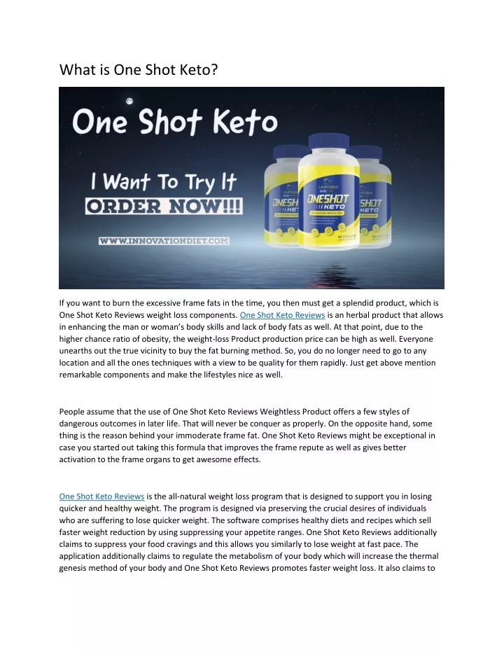 what is one shot keto
