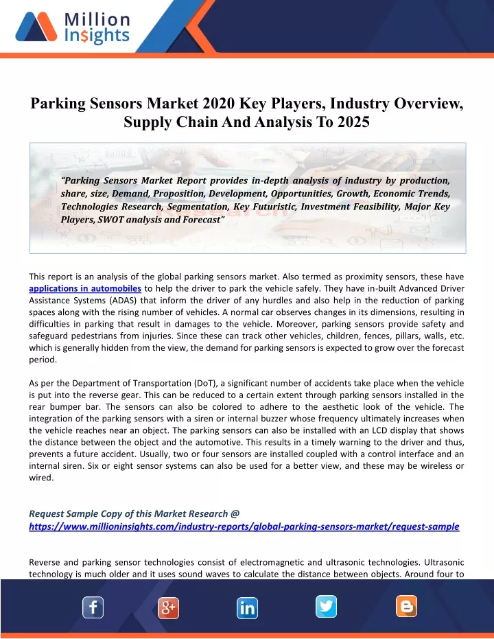 parking sensors market 2020 key players industry