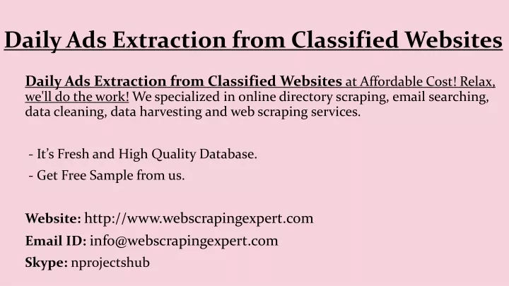 daily ads extraction from classified websites