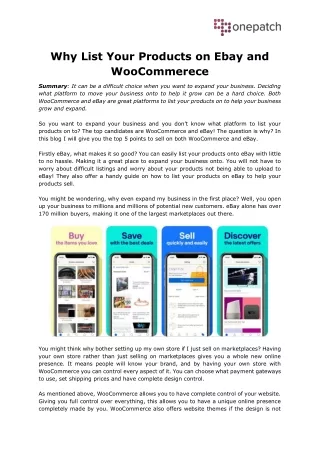 why list your products on ebay and woocommerece