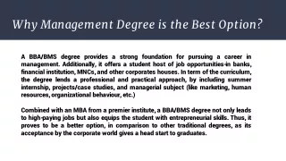 Why Management Degree is the Best Option?