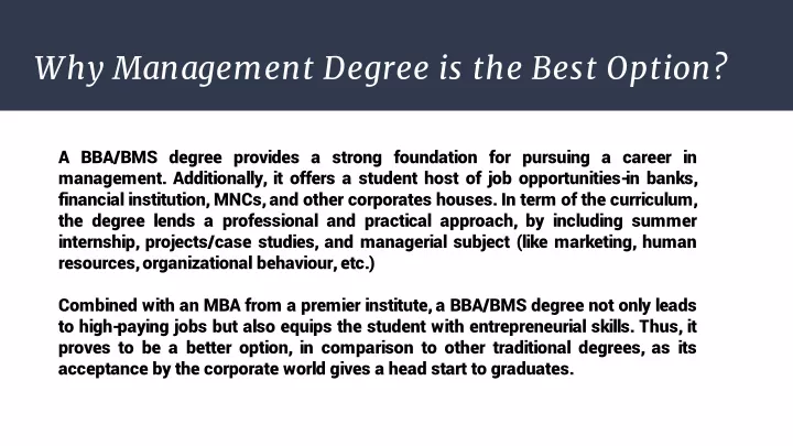 why management degree is the best option