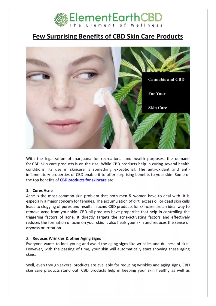 few surprising benefits of cbd skin care products