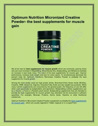 optimum nutrition micronized creatine powder