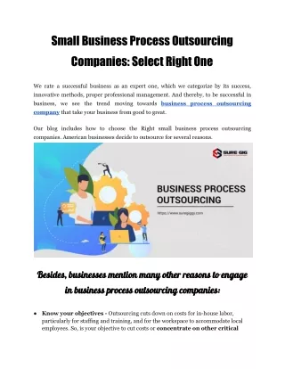 Small Business Process Outsourcing Companies:  Select Right One