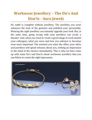 Workwear Jewellery _ The Do's And Don'ts - Aura Jewels