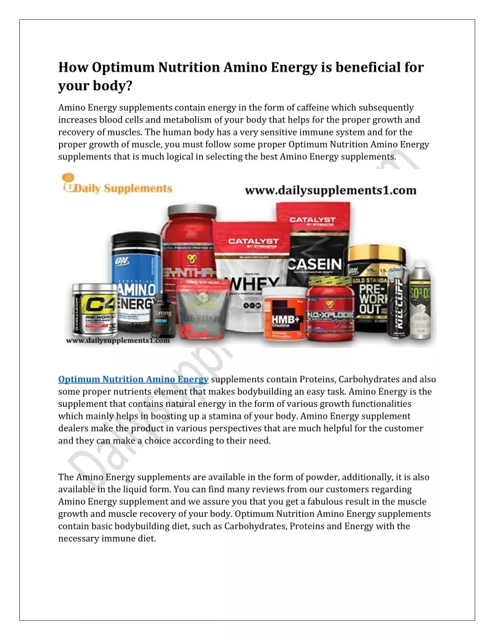 how optimum nutrition amino energy is beneficial