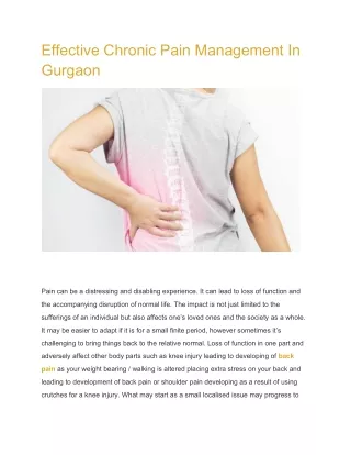 Effective Chronic Pain Management In Gurgaon