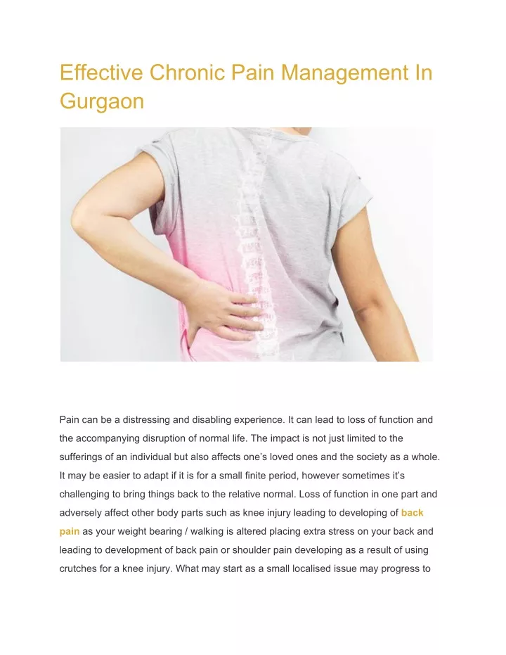 effective chronic pain management in gurgaon