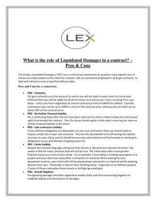 What is the role of Liquidated Damages in a contract? – Pros & Cons