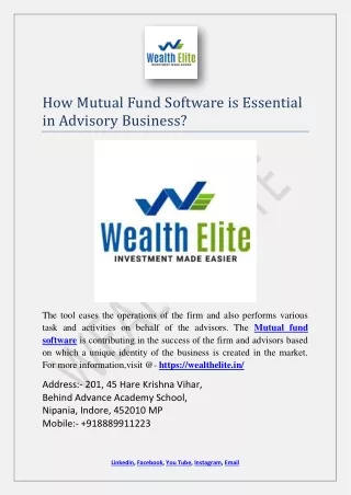 how mutual fund software is essential in advisory