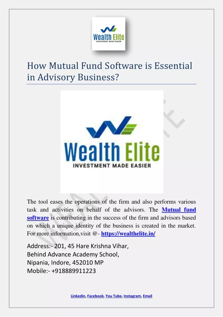 how mutual fund software is essential in advisory