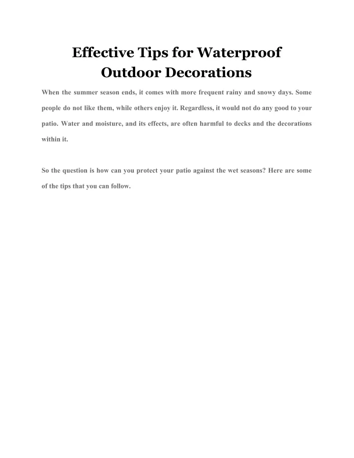 effective tips for waterproof outdoor decorations