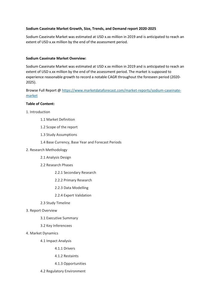 sodium caseinate market growth size trends