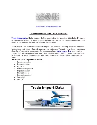 Trade Import Data with Shipment Details