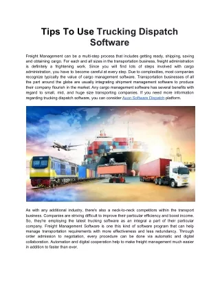 Tips To Use Trucking Dispatch Software