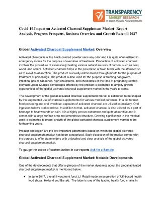 covid 19 impact on activated charcoal supplement