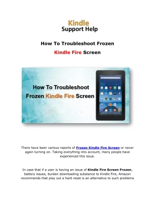 How To Troubleshoot Frozen Kindle Fire Screen