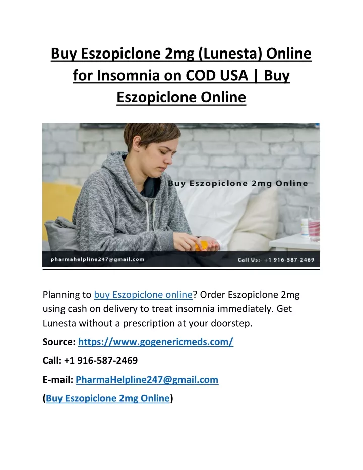 buy eszopiclone 2mg lunesta online for insomnia
