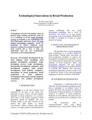 technological innovations in bread production