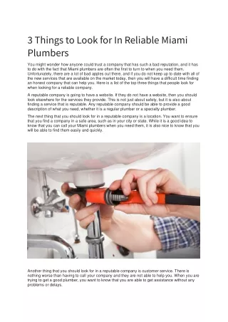 Miami Plumbers | Miami Emergency Plumbers | Miami 24/7 Plumbing - (786) 609-1889