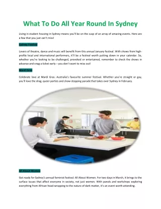 what to do all year round in sydney