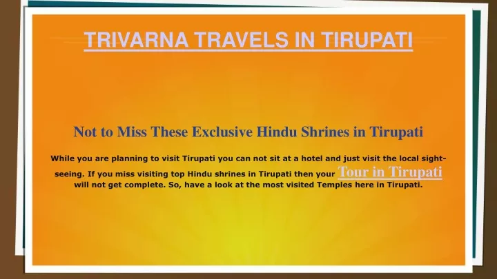 trivarna travels in tirupati
