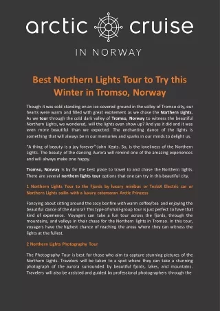 Best Northern Lights Tour to Try this Winter in Tromso, Norway