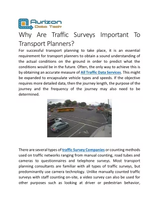 Traffic Survey Company and Solution Provider