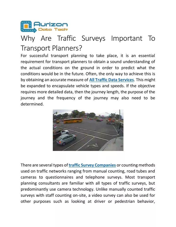 why are traffic surveys important to transport