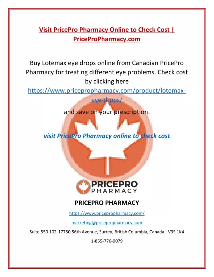 visit pricepro pharmacy online to check cost