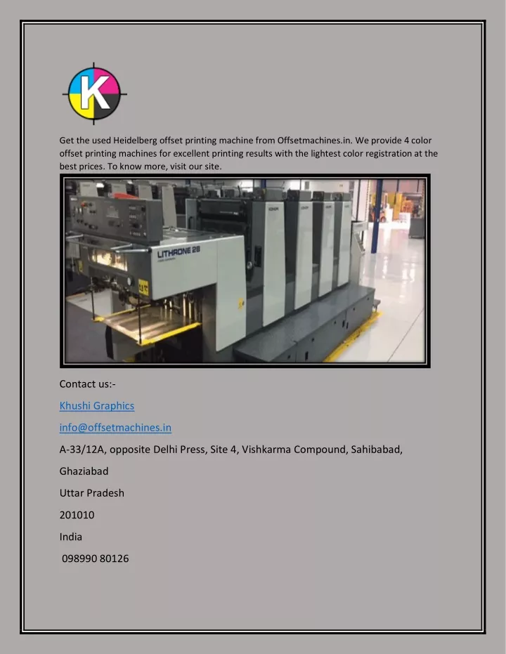 get the used heidelberg offset printing machine