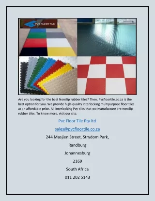 Buy Non Slip Rubber Tiles | PVC Floor Tile