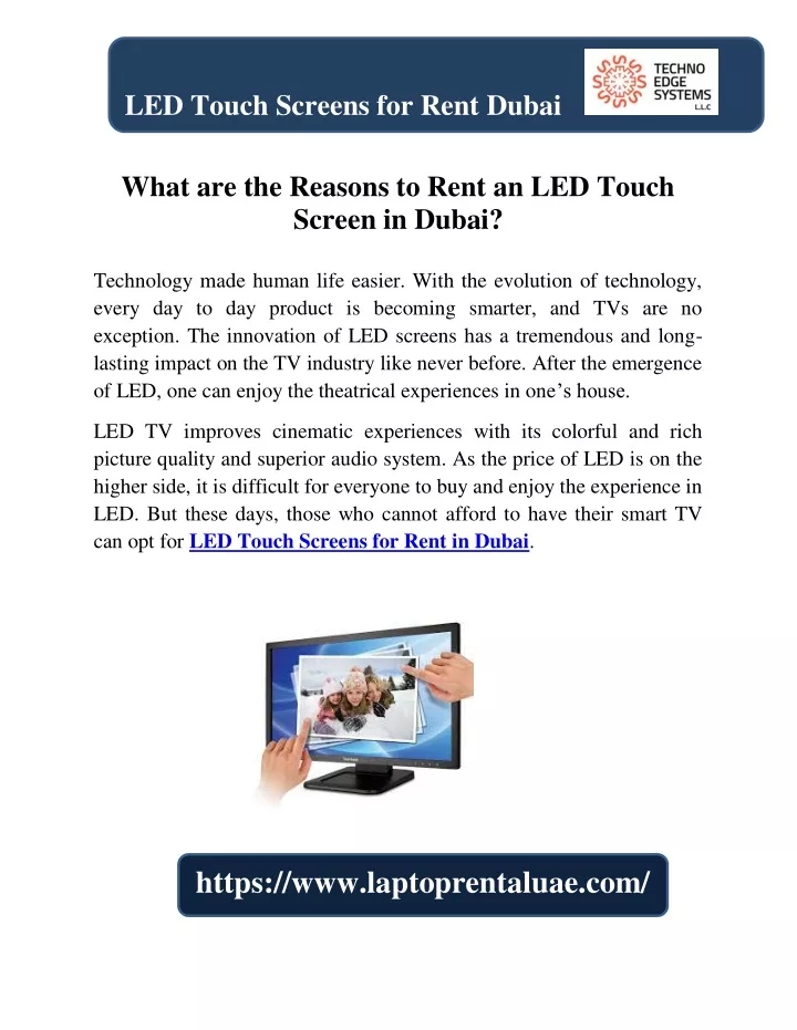 led touch screens for rent dubai